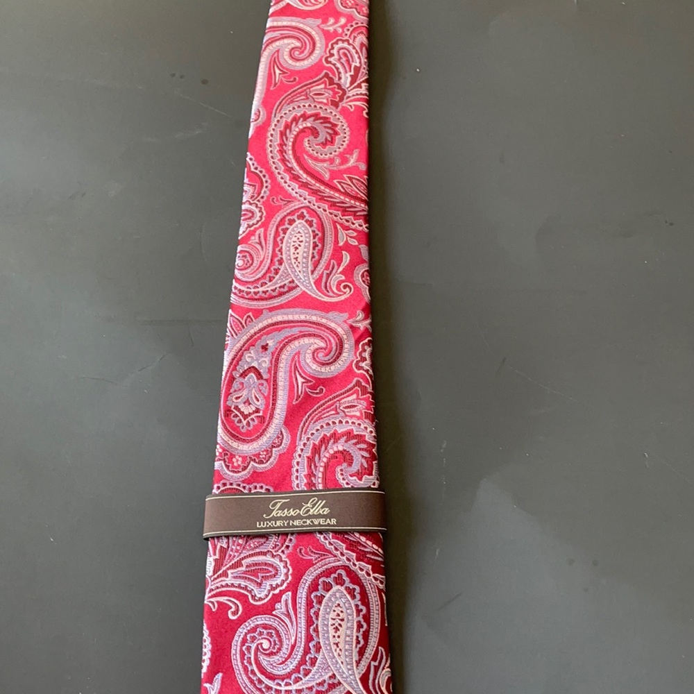 Taso Elba 100% Red Paisley Silk Men’s Tie